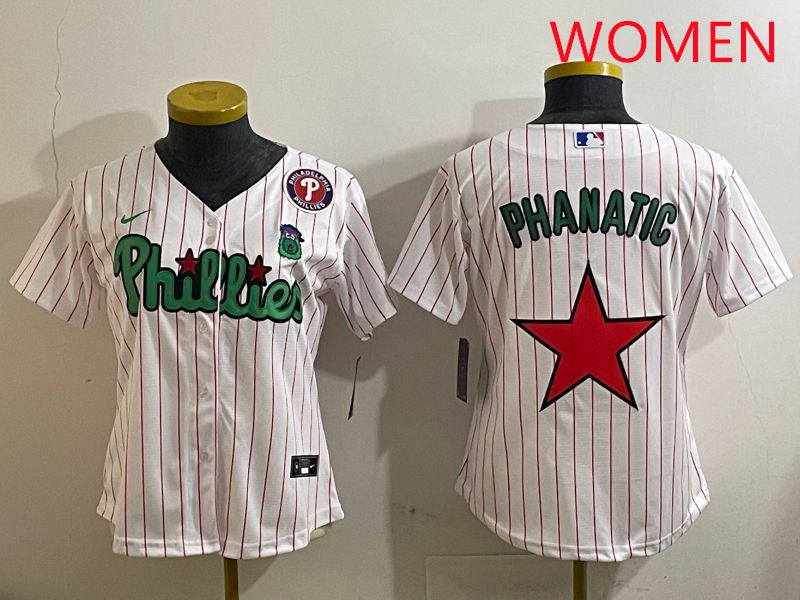 Women Philadelphia Phillies Blank White Stripe Second generation joint name 2025 Nike MLB Jersey style 12